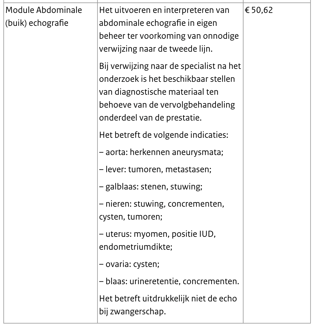 Declaratie echografie eerste lijn